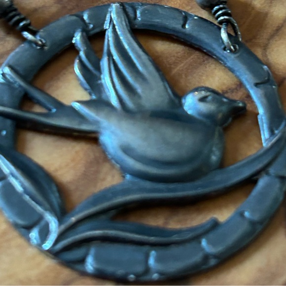 Vintage Sterling Silver Art Deco Swallow Original Necklace - Picture 4 of 7